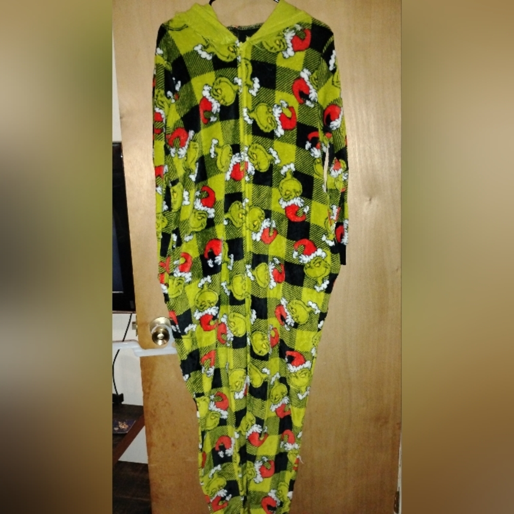Grinch Patterned Onesie Pajamas
